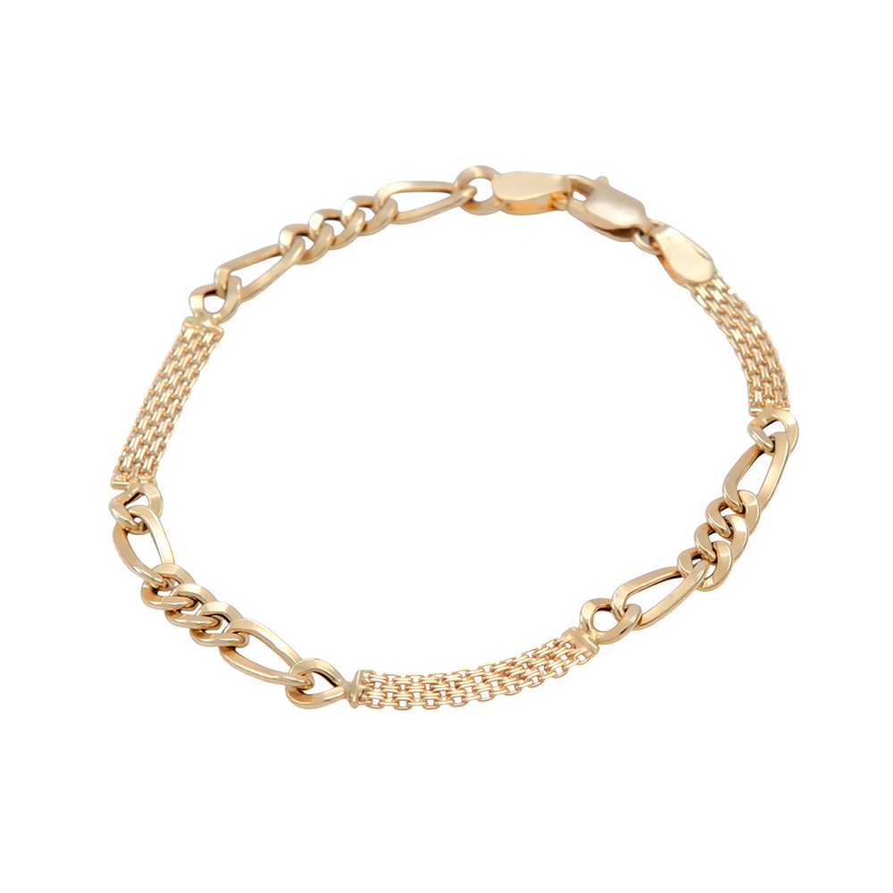 Pulsera oro eslabones 3+1 Fígaro - Imagen 2
