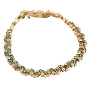 Pulsera ochentera hojas de esmeralda
