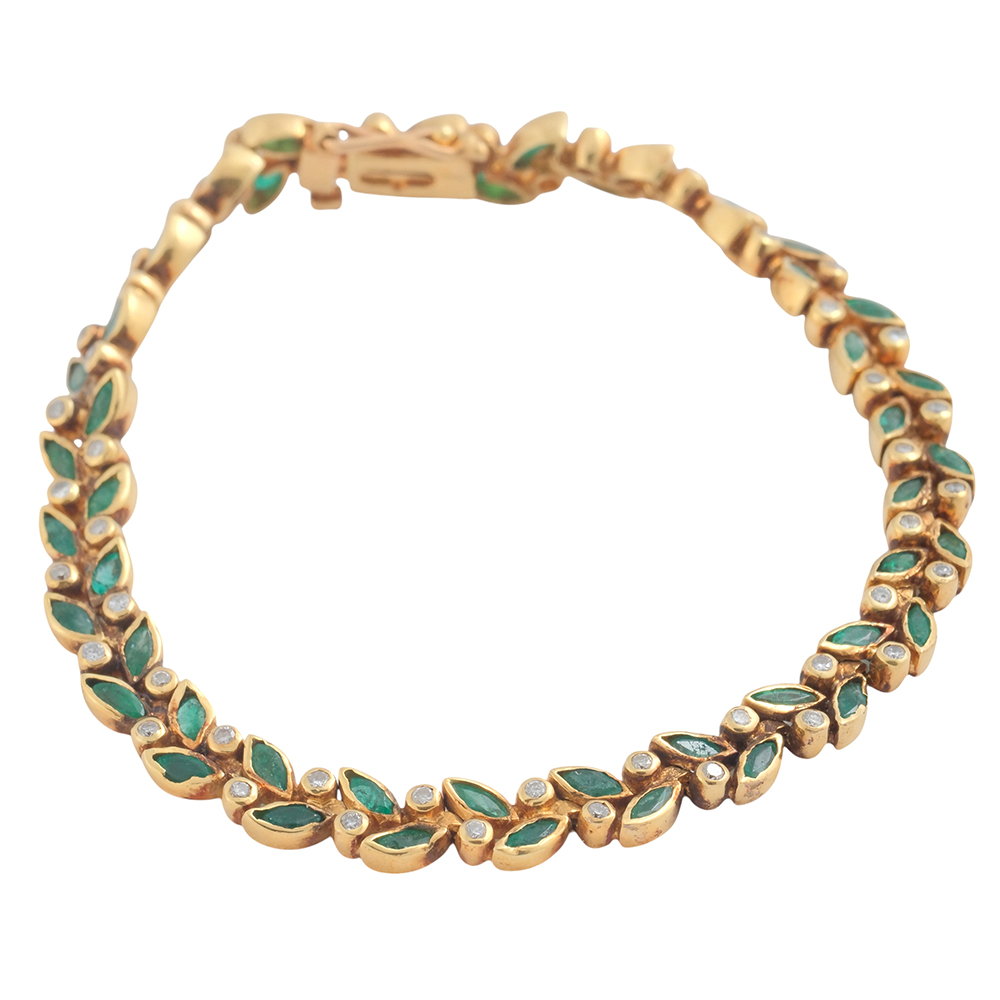 Pulsera ochentera hojas de esmeralda