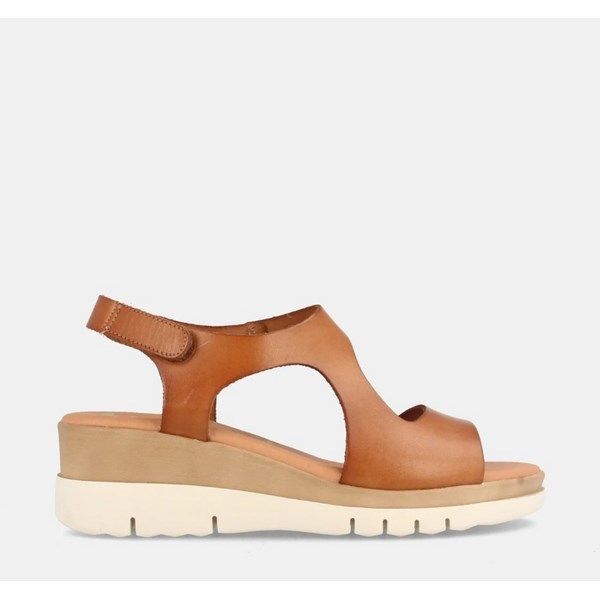 Sandalias para mujer de piel con cuña media Marila Shoes Allen avellana - Imagen 4
