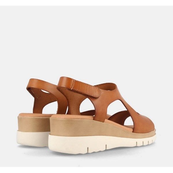 Sandalias para mujer de piel con cuña media Marila Shoes Allen avellana - Imagen 5