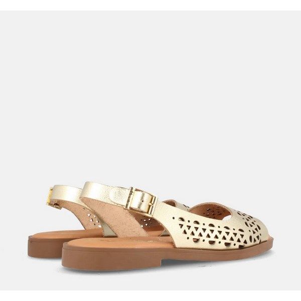 Sandalia plana mujer de piel Marila Shoes Pisa platino - Imagen 4