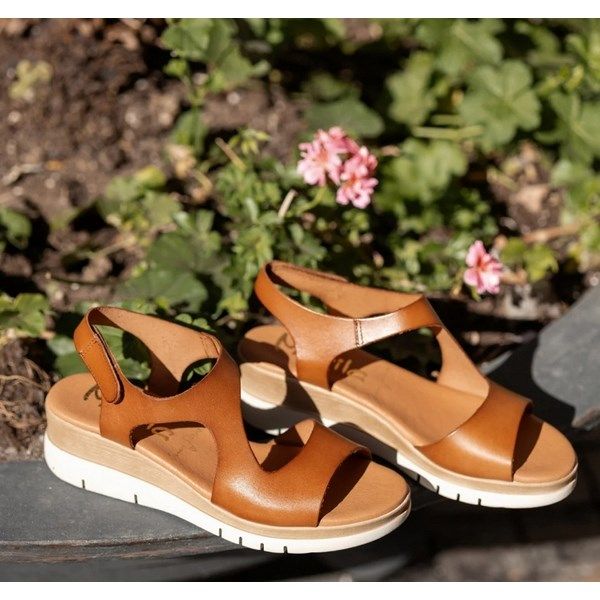 Sandalias para mujer de piel con cuña media Marila Shoes Allen avellana - Imagen 6