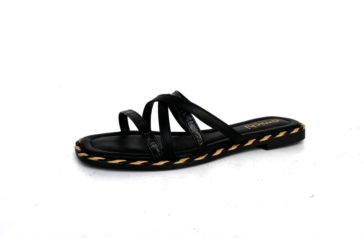 Sandalias planas de tiras AMICHI negro - Imagen 3