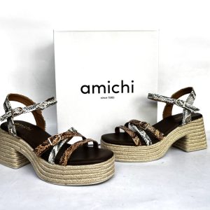Sandalias tacón y plataforma AMICHI serpiente print