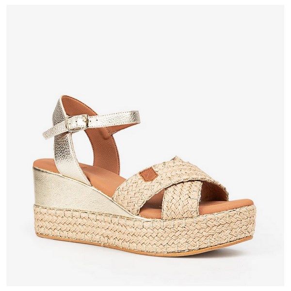 Sandalias de cuña Popa en yute color oro con hebilla Benijo - Imagen 4