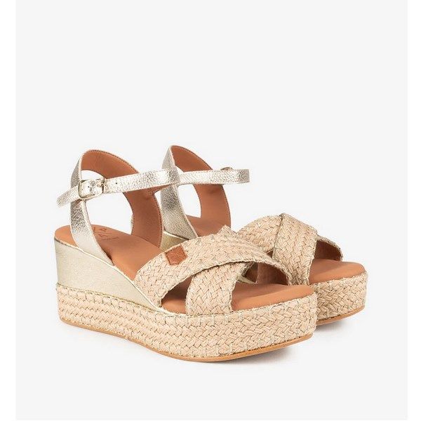 Sandalias de cuña Popa en yute color oro con hebilla Benijo - Imagen 5