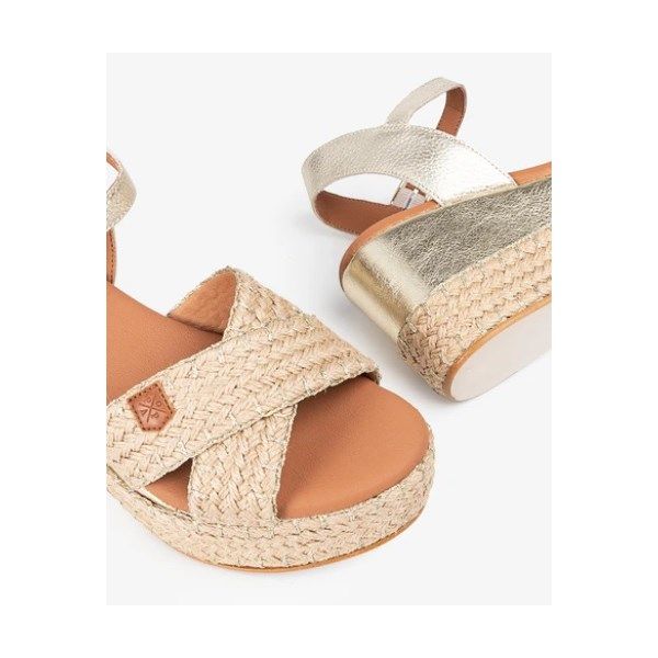 Sandalias de cuña Popa en yute color oro con hebilla Benijo