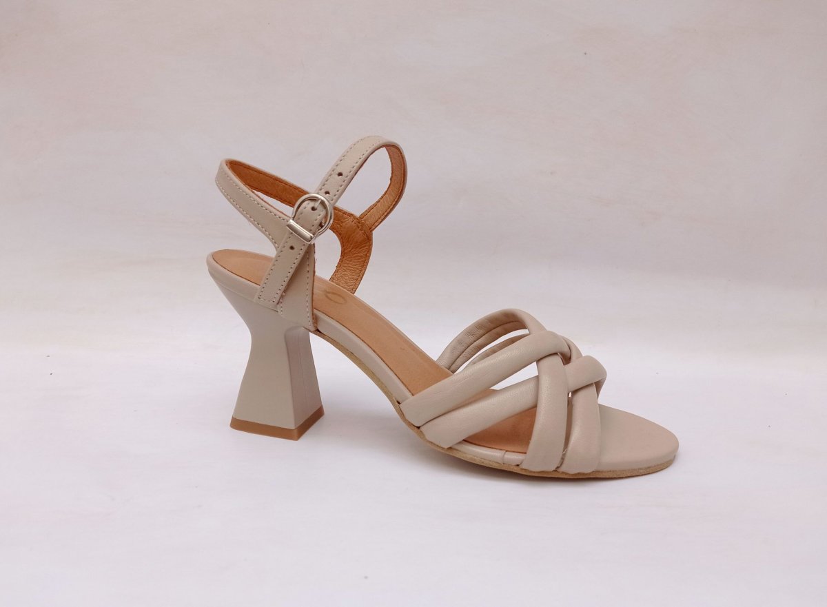 Sandalias piel de tiras de tacón Too by Virus color piedra - Imagen 4