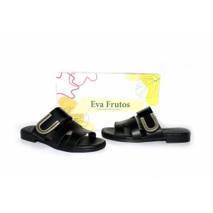 Sandalias planas en piel EVA FRUTOS negro