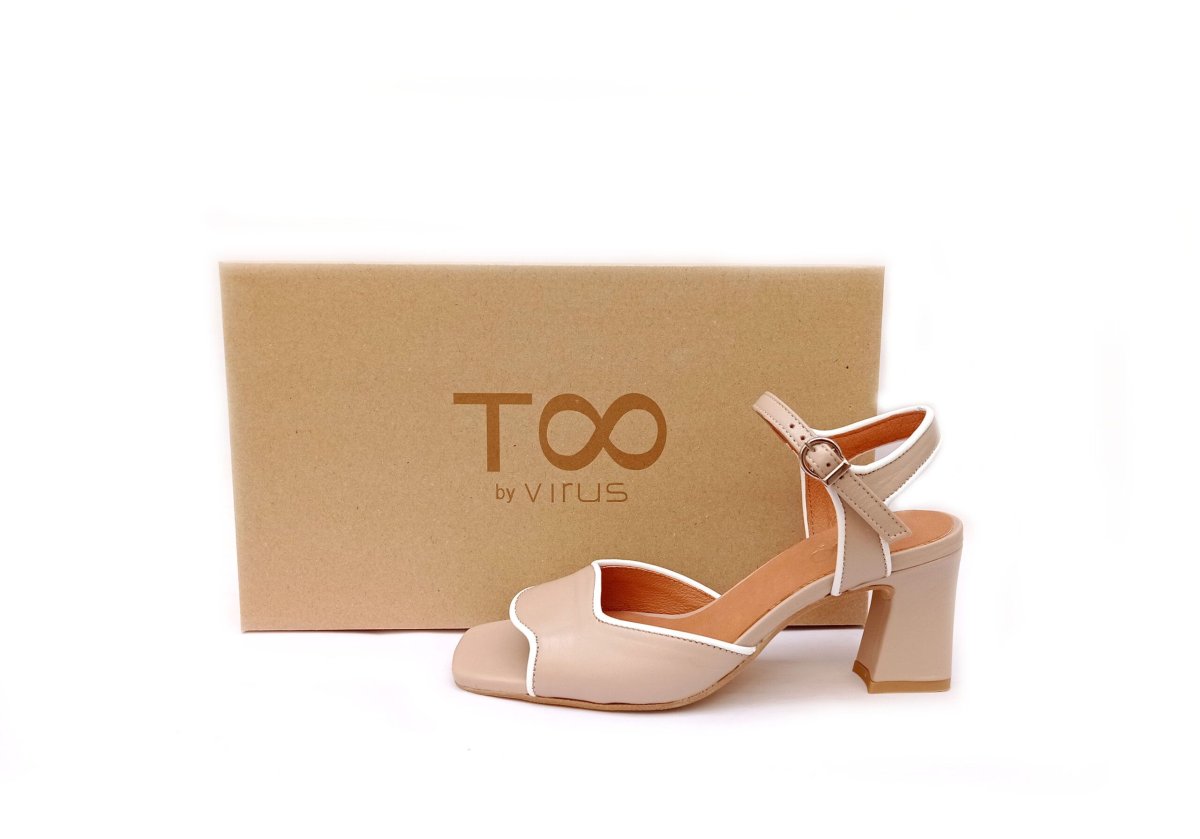Sandalias para mujer en piel Too by Virus color piedra