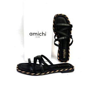 Sandalias planas de tiras AMICHI negro