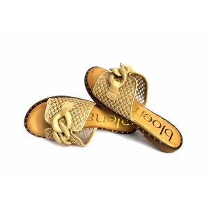 Sandalias planas Elena Bloom tipo zueco beige