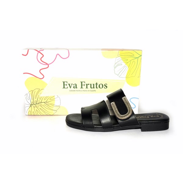 Sandalias planas en piel EVA FRUTOS negro - Imagen 3