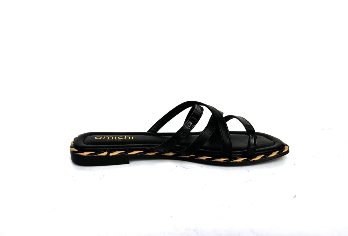 Sandalias planas de tiras AMICHI negro - Imagen 4