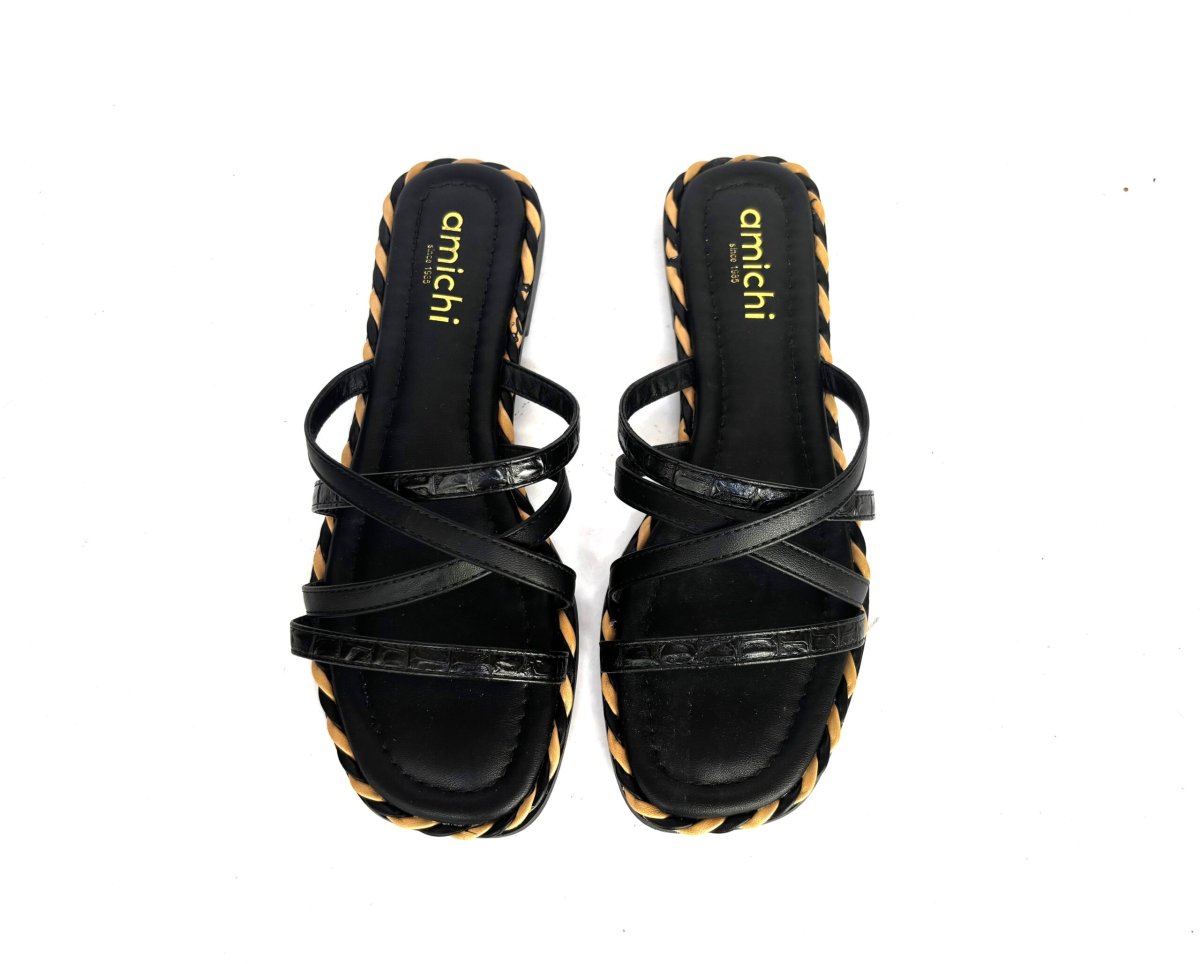 Sandalias planas de tiras AMICHI negro - Imagen 5