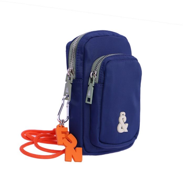 Porta móvil para mujer Fun and Basics Klara de nylon azul marino con cremallera - Imagen 5