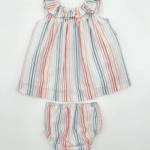 Conjunto vestido y braguita de rayas bebé niña