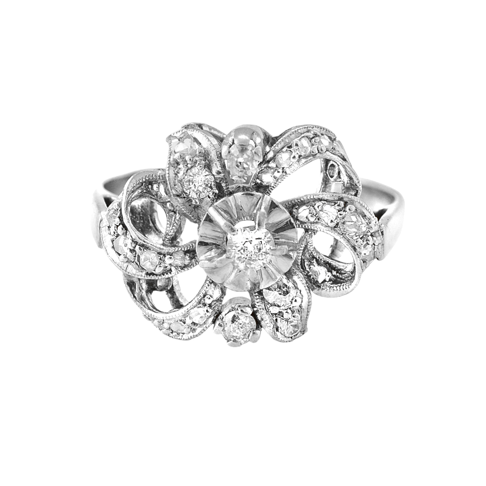 Sortija Vintage flor Art Deco - Imagen 3