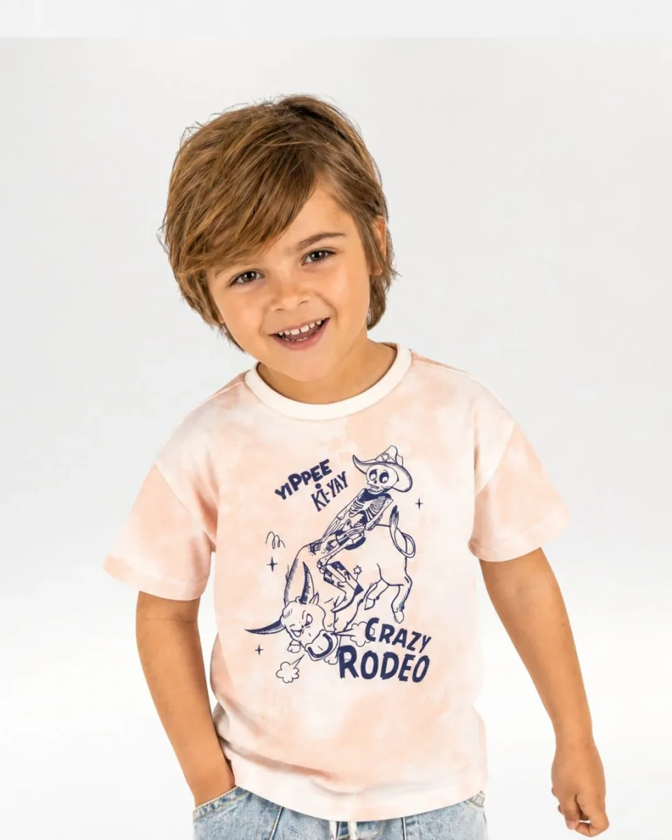 Camiseta de niño tie dye beige
