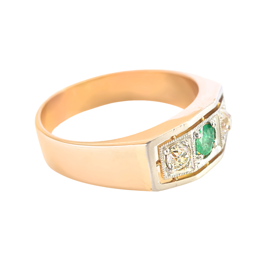 Anillo tresillo esmeralda finales S.XIX - Imagen 3