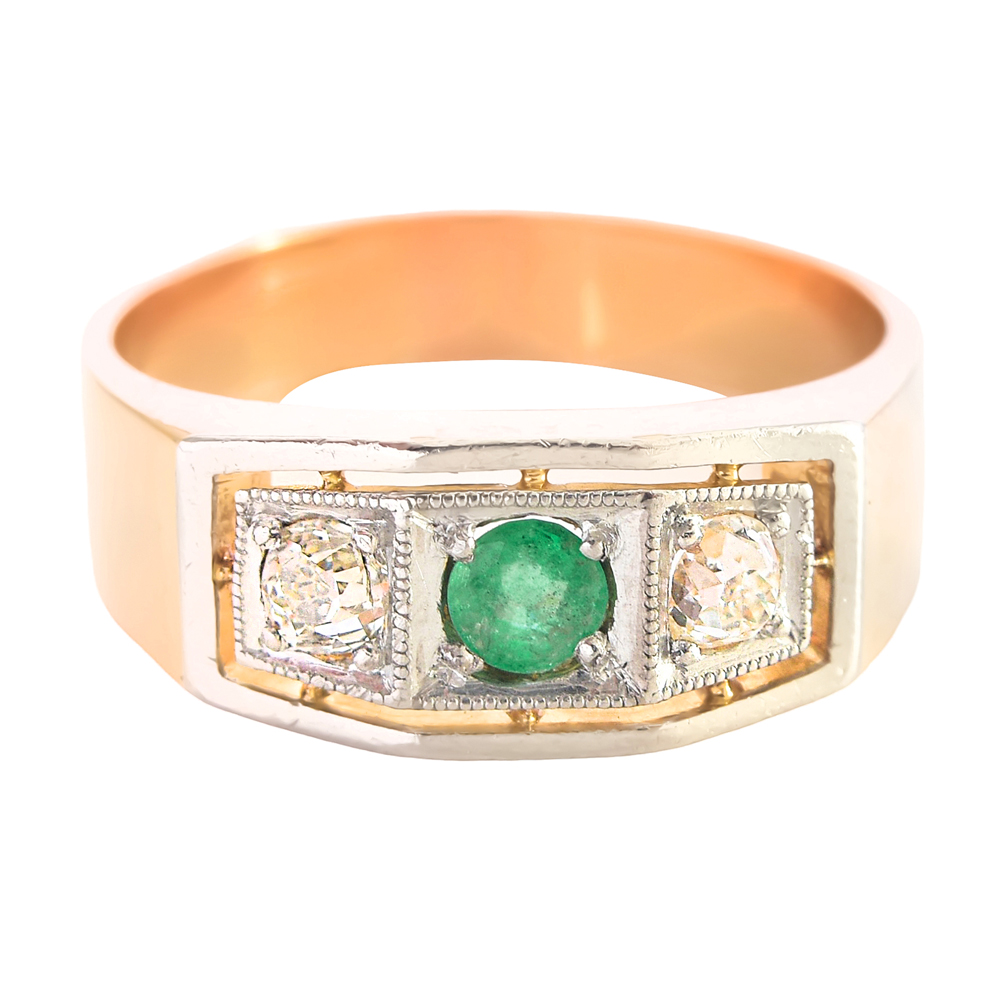 Anillo tresillo esmeralda finales S.XIX - Imagen 4