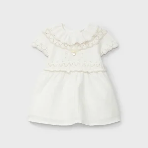 Vestido crudo con volante en el cuello recién nacida | Dr. Kid by Charanga
