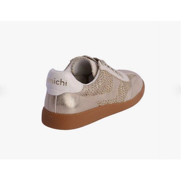 Zapatillas deportivas mujer AMICHI oro con rafia - Imagen 5