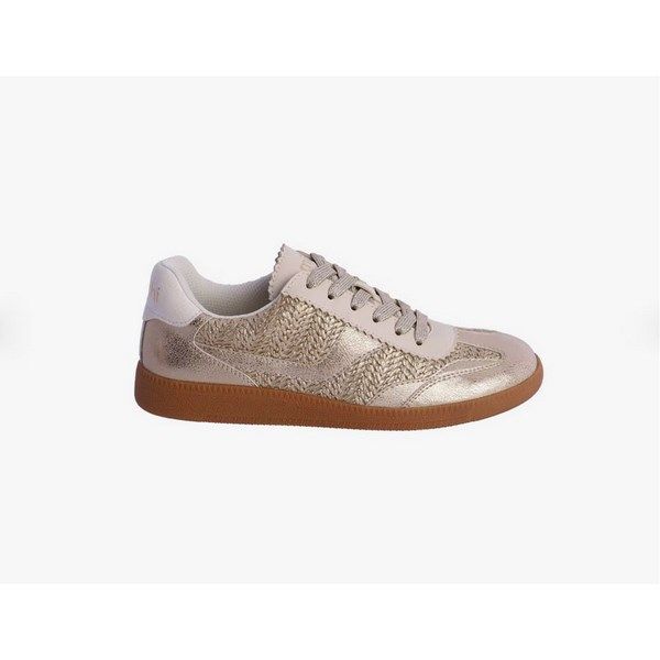 Zapatillas deportivas mujer AMICHI oro con rafia - Imagen 6