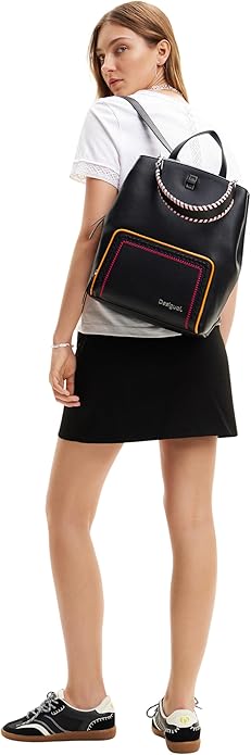 DESIGUAL- Mochila Desigual negra mujer Back Prime Sumy – Elegante y urbana - Imagen 5
