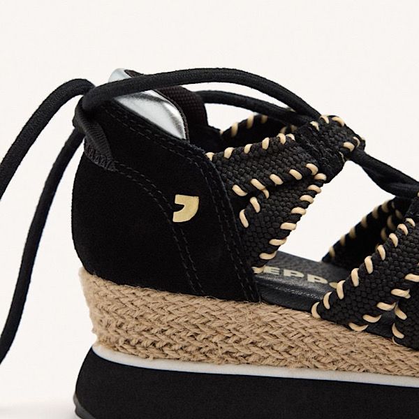 Zapatillas abiertas GIOSEPPO cuña rafia GRISWOLD negro - Imagen 6