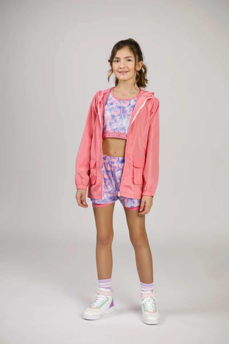 Parka niña coral con capucha