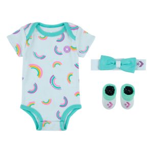 CONVERSE – Conjunto Bebé Converse Arcoíris 3 Piezas en Caja Regalo