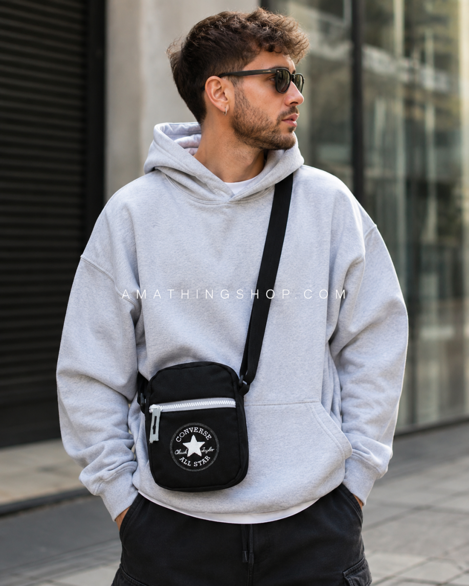CONVERSE – Bandolera Converse Negra Unisex 9A5390 Crossbody para Móvil, Viaje y Festival - Imagen 8