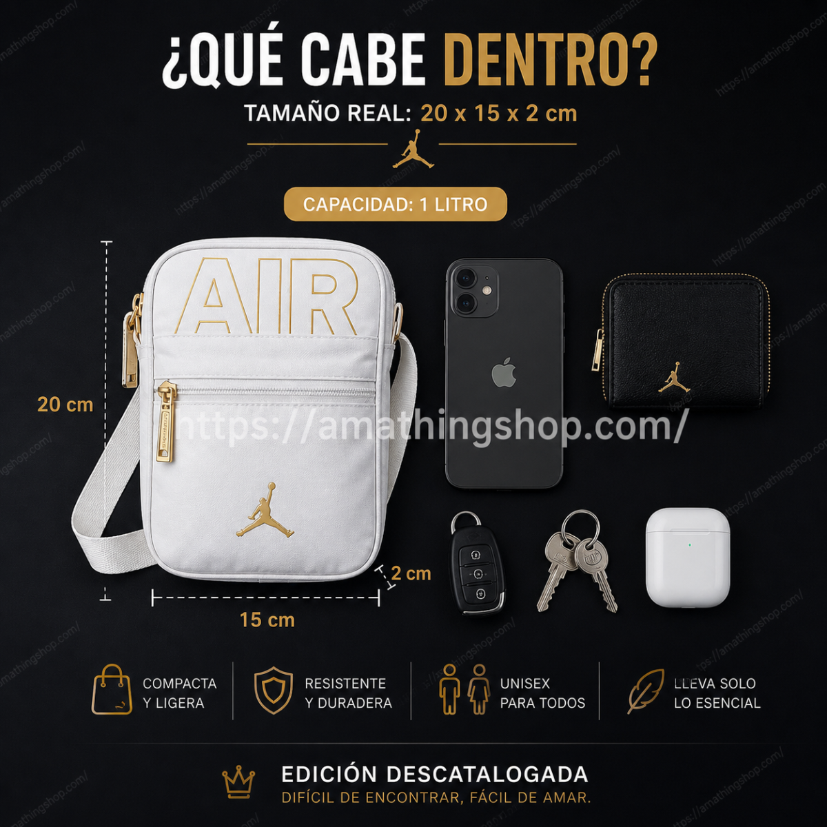 NIKE – Bandolera Jordan blanca original modelo 9A0722-001 - Imagen 9