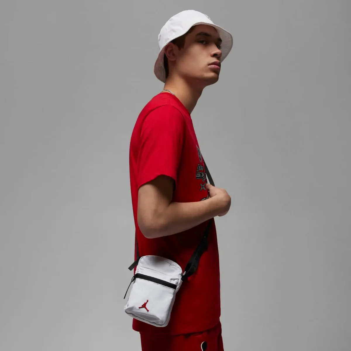 NIKE – Bolso Bandolera Jordan Airborne Festival Blanco Unisex 9A0631-001 - Imagen 8