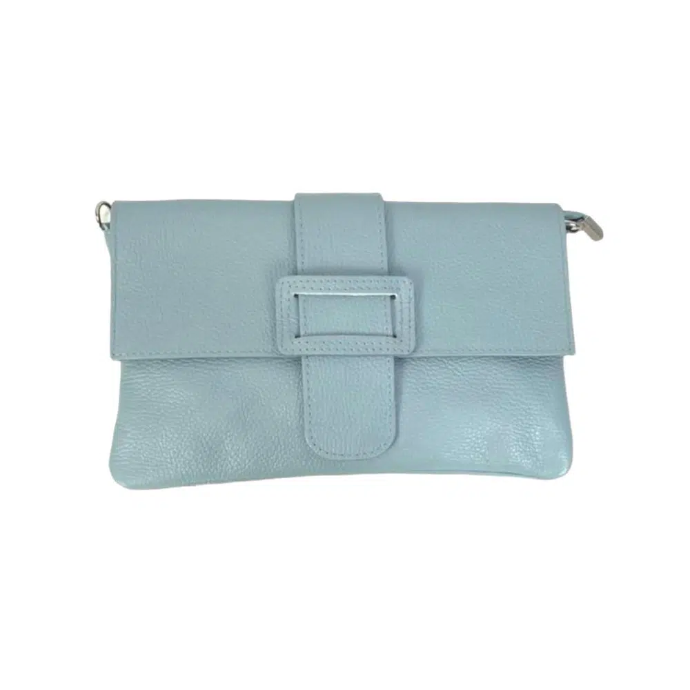 Bolso Bandolera en Piel Italiana para Mujer con Hebilla Decorativa, Solapa y Cremallera - Imagen 3