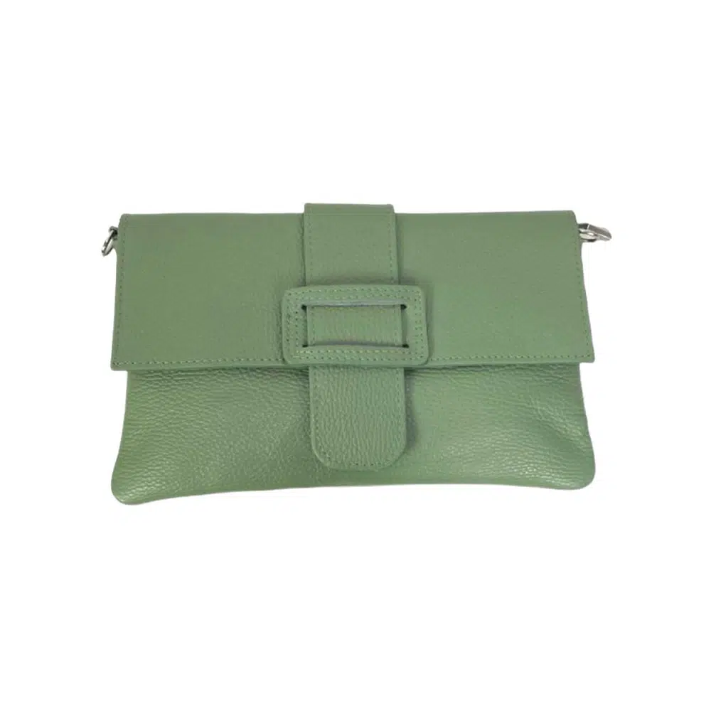 Bolso Bandolera en Piel Italiana para Mujer con Hebilla Decorativa, Solapa y Cremallera - Imagen 5
