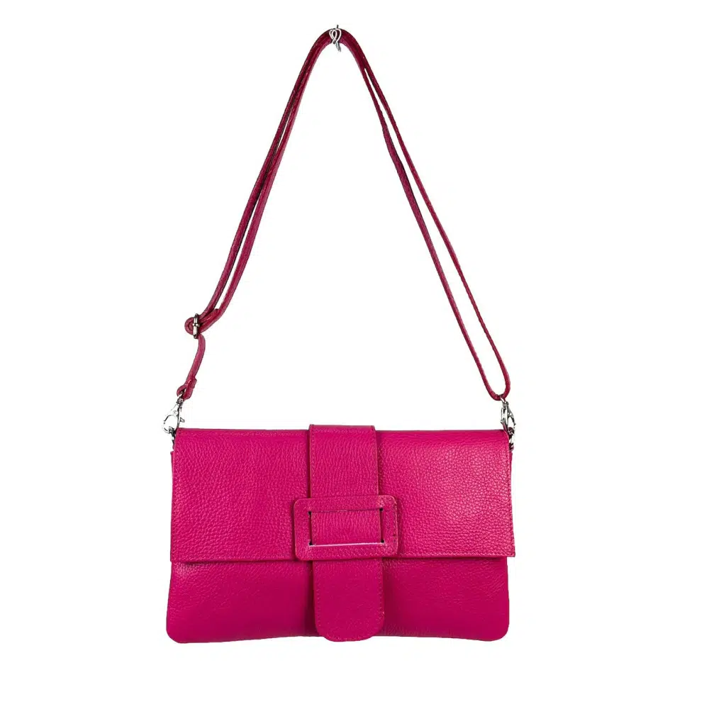 Bolso Bandolera en Piel Italiana para Mujer con Hebilla Decorativa, Solapa y Cremallera - Imagen 9