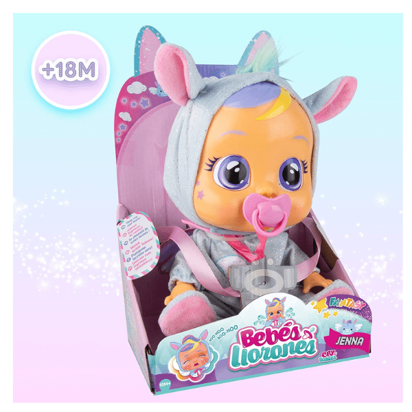 BEBÉS LLORONES – Bebé Fantasy Jenna Muñeca Interactiva que Llora con Chupete y Pijama de Pegaso - Imagen 3