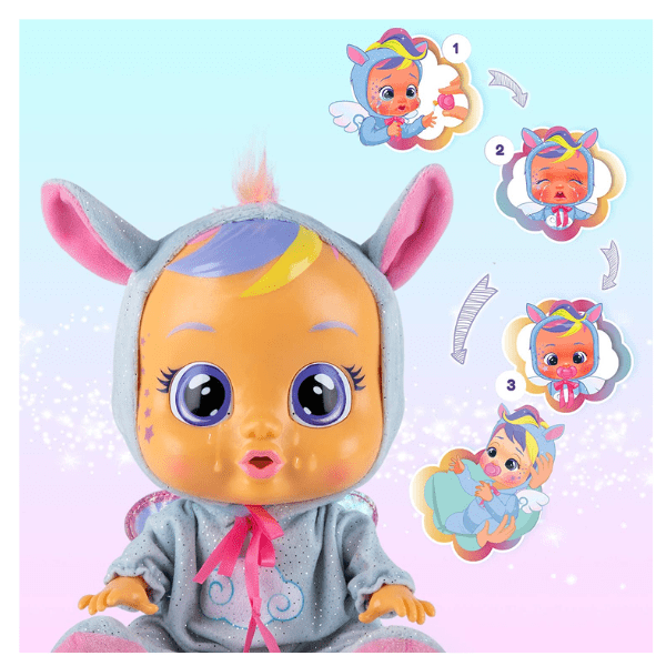 BEBÉS LLORONES – Bebé Fantasy Jenna Muñeca Interactiva que Llora con Chupete y Pijama de Pegaso - Imagen 4