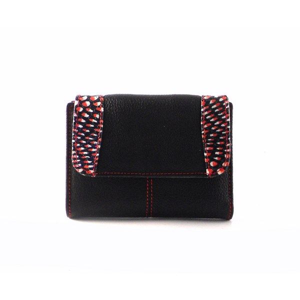 Cartera mujer pequeña piel auténtica NILO combinada rojo/negro - Imagen 6