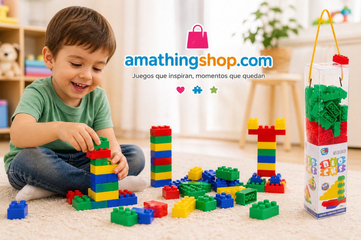 BLOCKS – Bloques de construcción para niños 100 piezas juego educativo portátil - Imagen 5