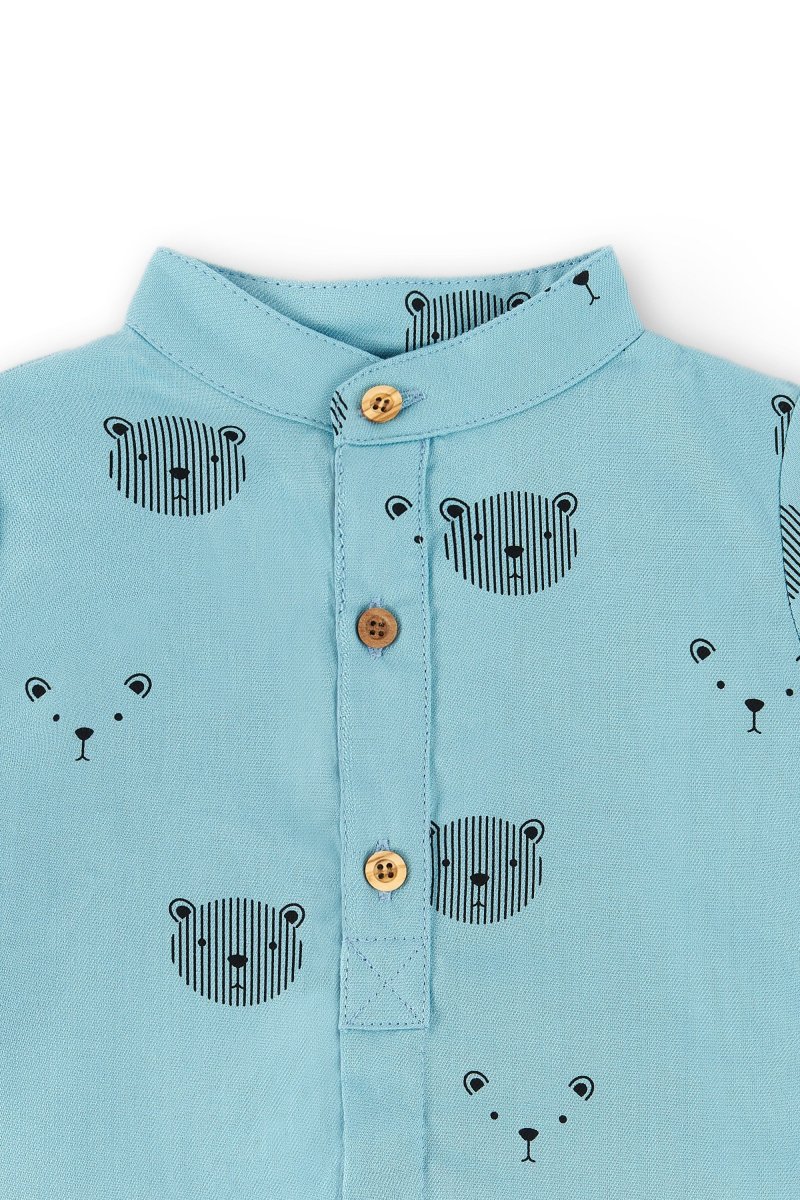 Camisa con mangas de bebé turquesa Cocote & Charanga - Imagen 6