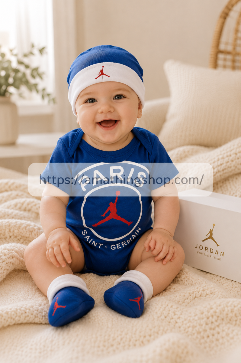 NIKE – Conjunto Bebé Nike Air Jordan x PSG 3 Piezas Azul NJ0327-U89 - Imagen 5