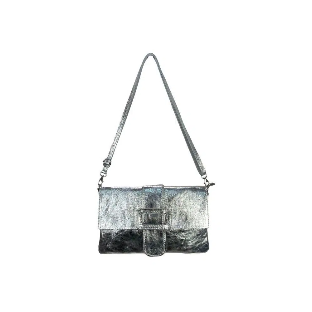 Bolso Bandolera de Piel para Mujer con Efecto Brillante y Hebilla Decorativa - Imagen 3