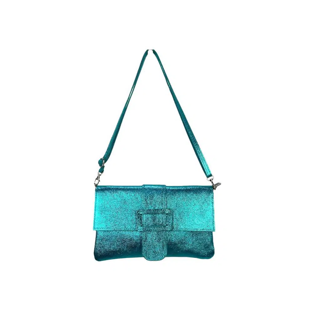 Bolso Bandolera de Piel para Mujer con Efecto Brillante y Hebilla Decorativa - Imagen 4