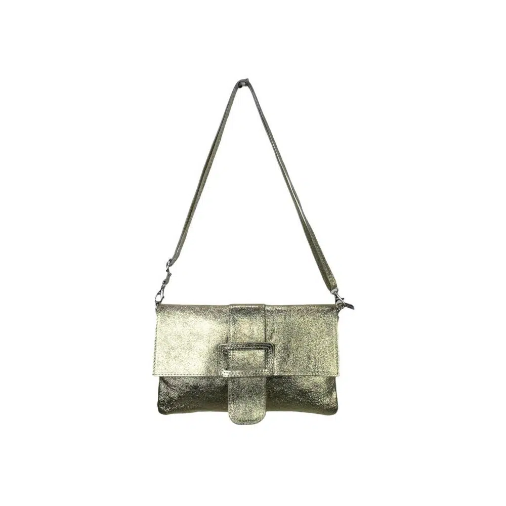 Bolso Bandolera de Piel para Mujer con Efecto Brillante y Hebilla Decorativa - Imagen 5