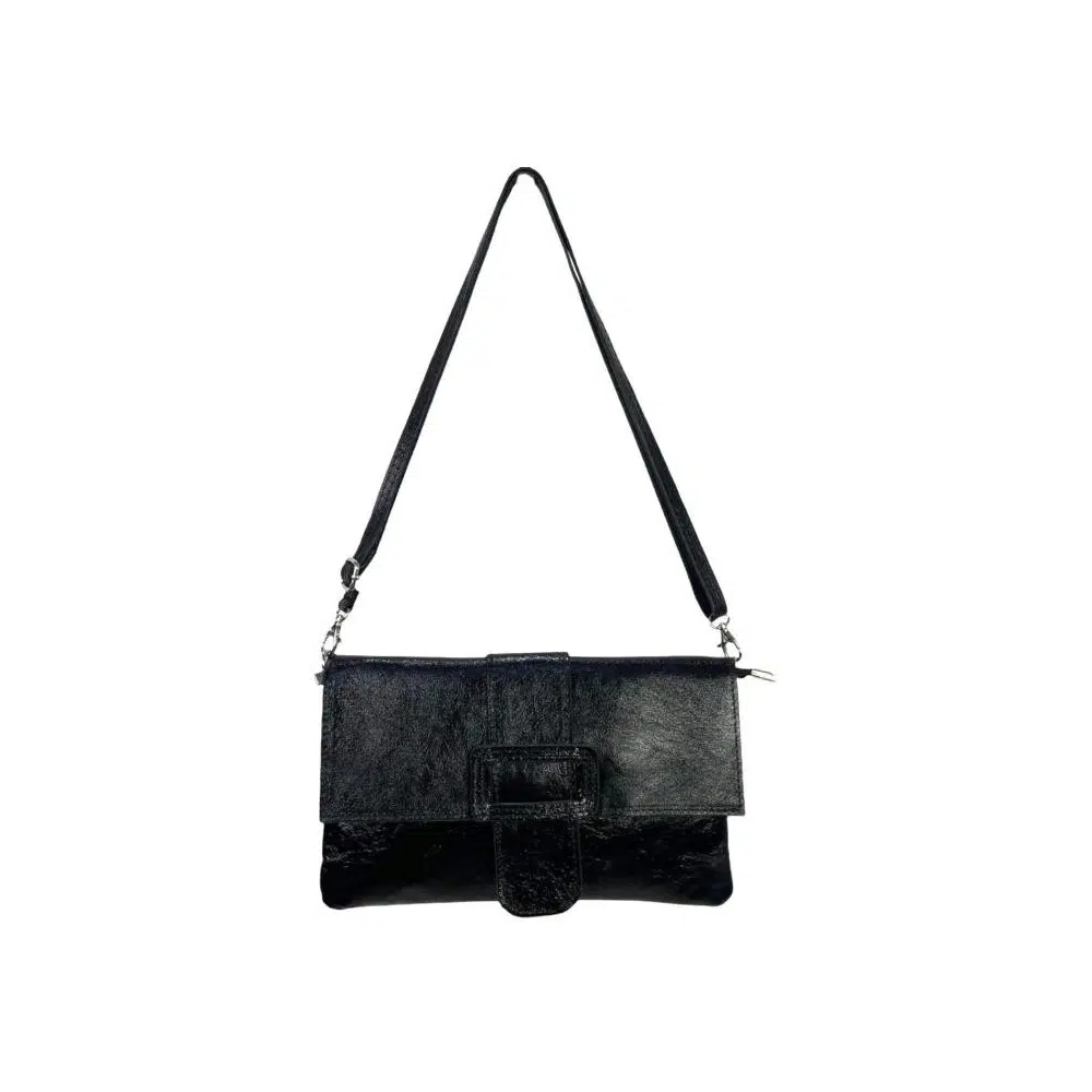 Bolso Bandolera de Piel para Mujer con Efecto Brillante y Hebilla Decorativa - Imagen 8