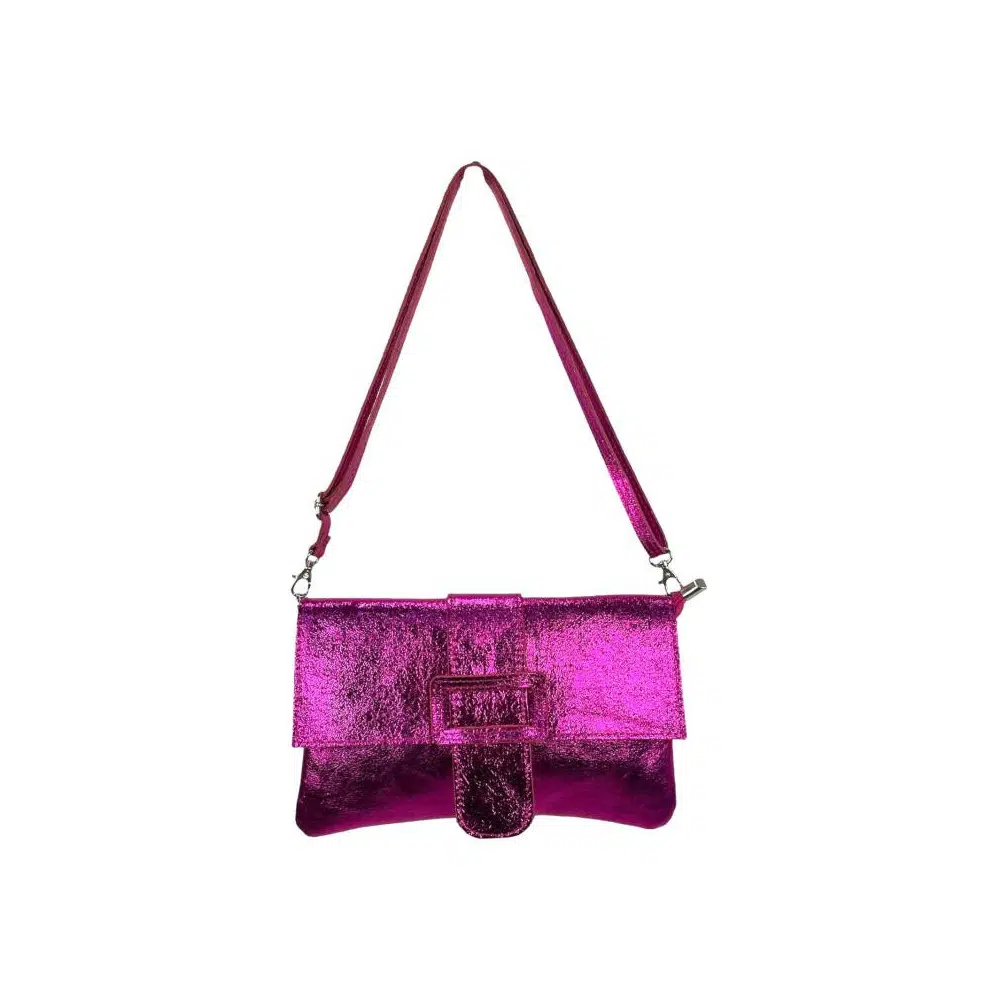 Bolso Bandolera de Piel para Mujer con Efecto Brillante y Hebilla Decorativa - Imagen 9